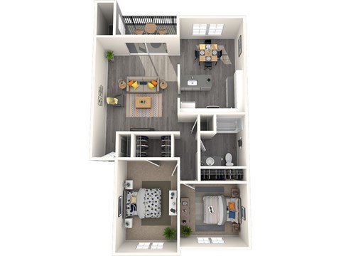 Aspire Columbia Ridge Apartments in Portland, Oregon 2 Bedroom 1 Bathroom Floor Plan